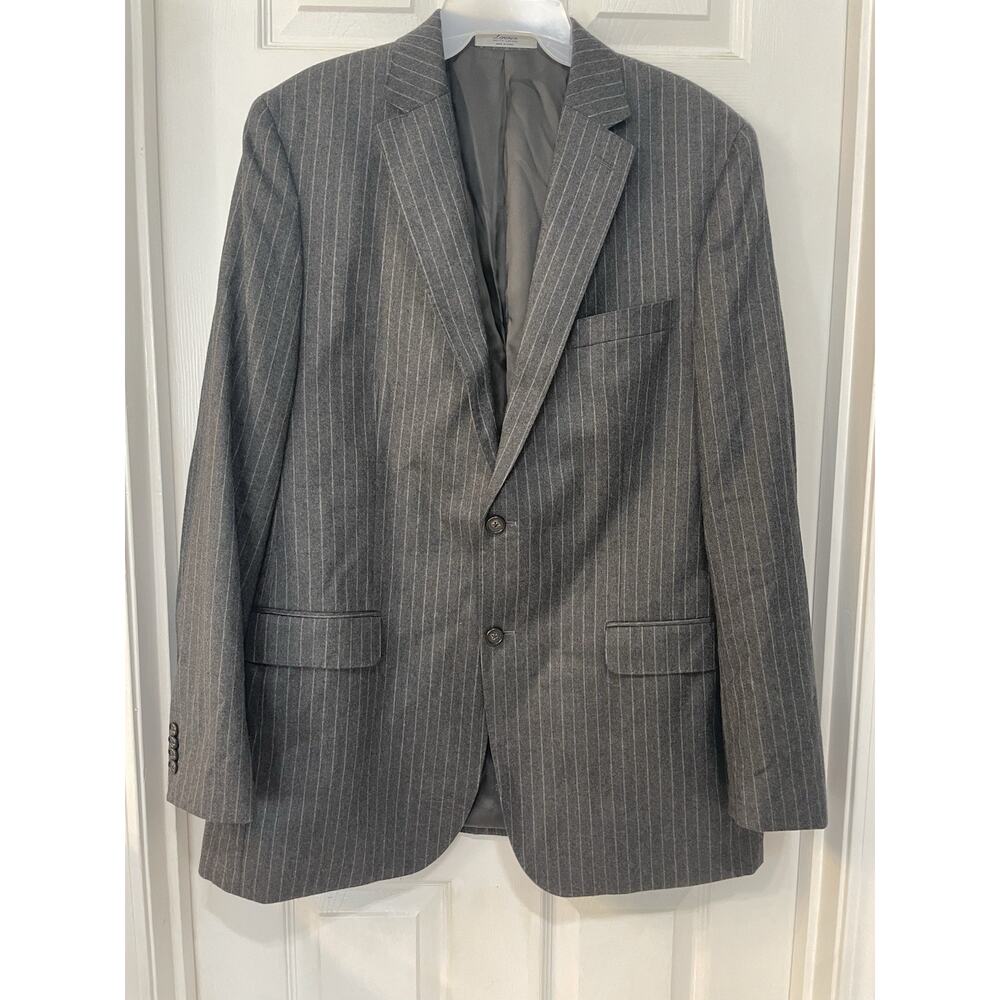 Lauren Ralph Lauren Wool Cashmere Blend Striped Blazer Men's 44 L Gray Pinstripe